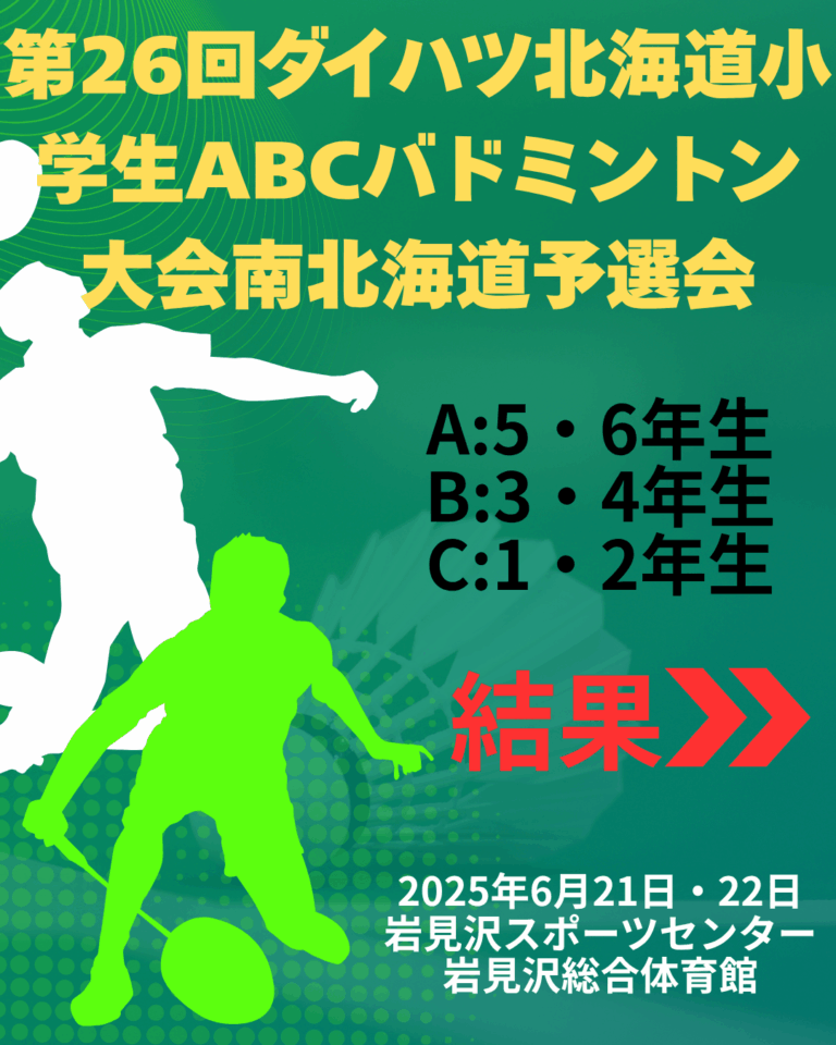 第26回ダイハツ北海道小学生ABCバドミントン大会南北海道予選会