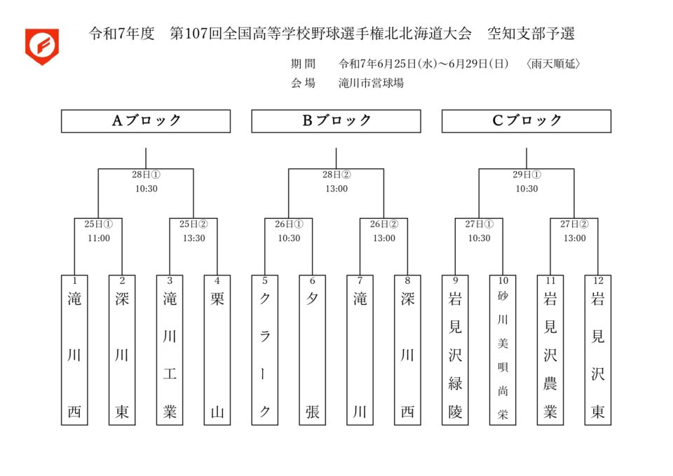 第１０７回全国高等学校野球選手権北北海道大会　空知支部予選