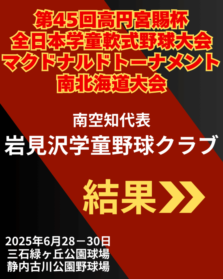 高円宮賜杯 第45回全日本学童軟式野球大会 マクドナルド・トーナメント南北海道大会