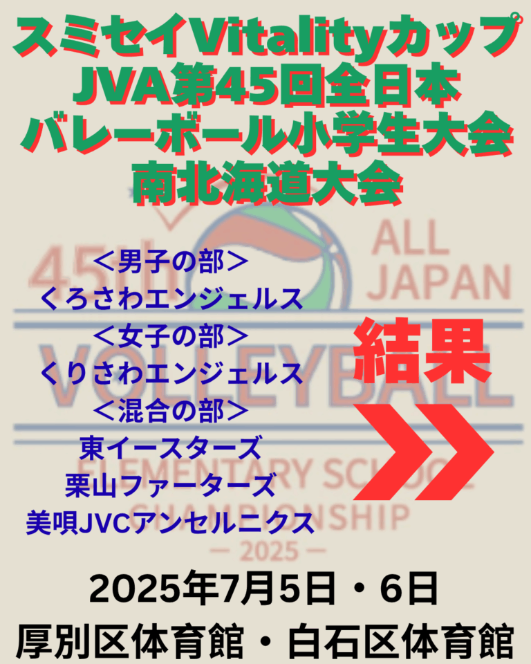 スミセイVITALITYカップ　JVA第45回全日本バレーボール小学生大会　南北海道大会